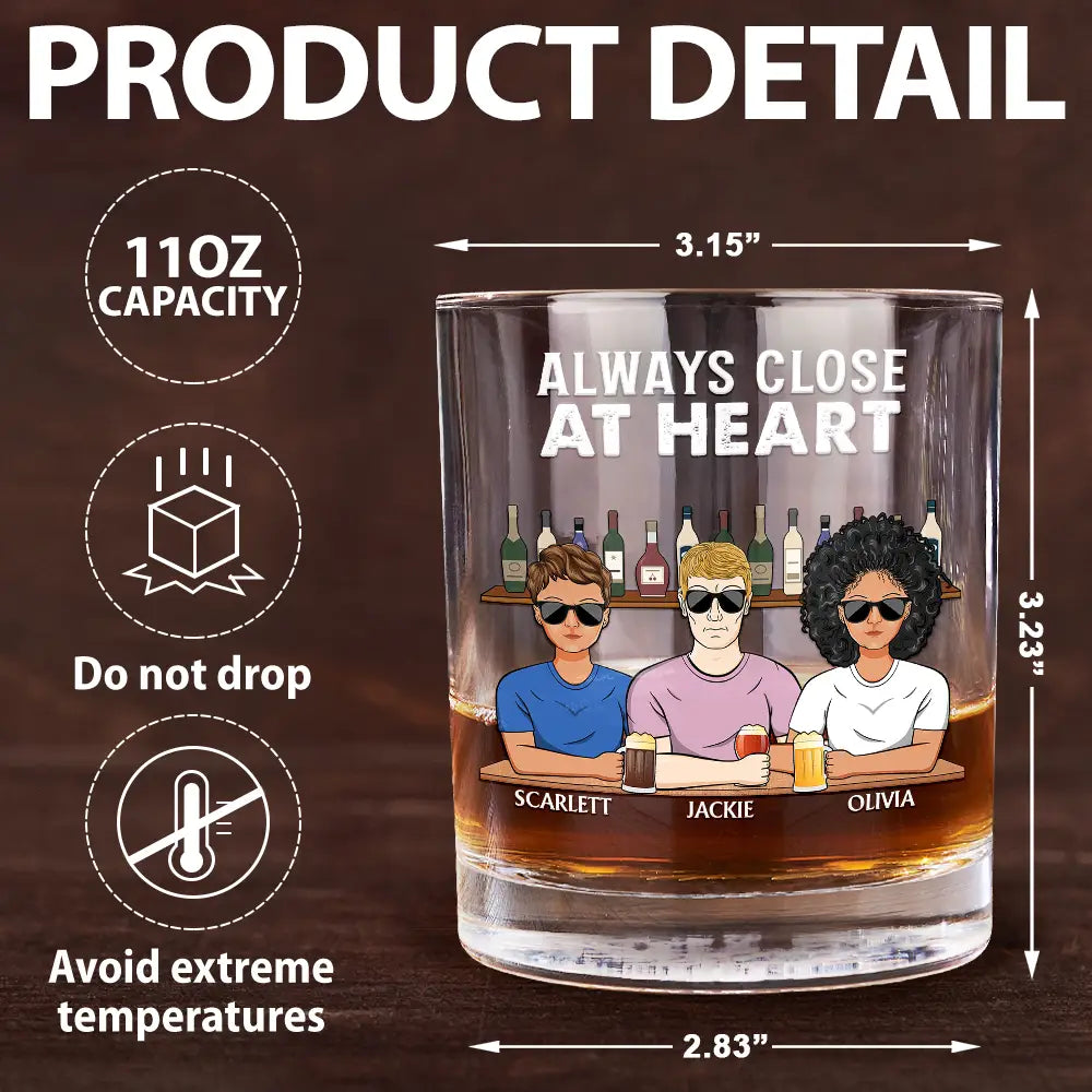 Gift For Brothers, Gift For Bestie - Long Distance Never Too Far To Drink Together - Personalized Whiskey Glass