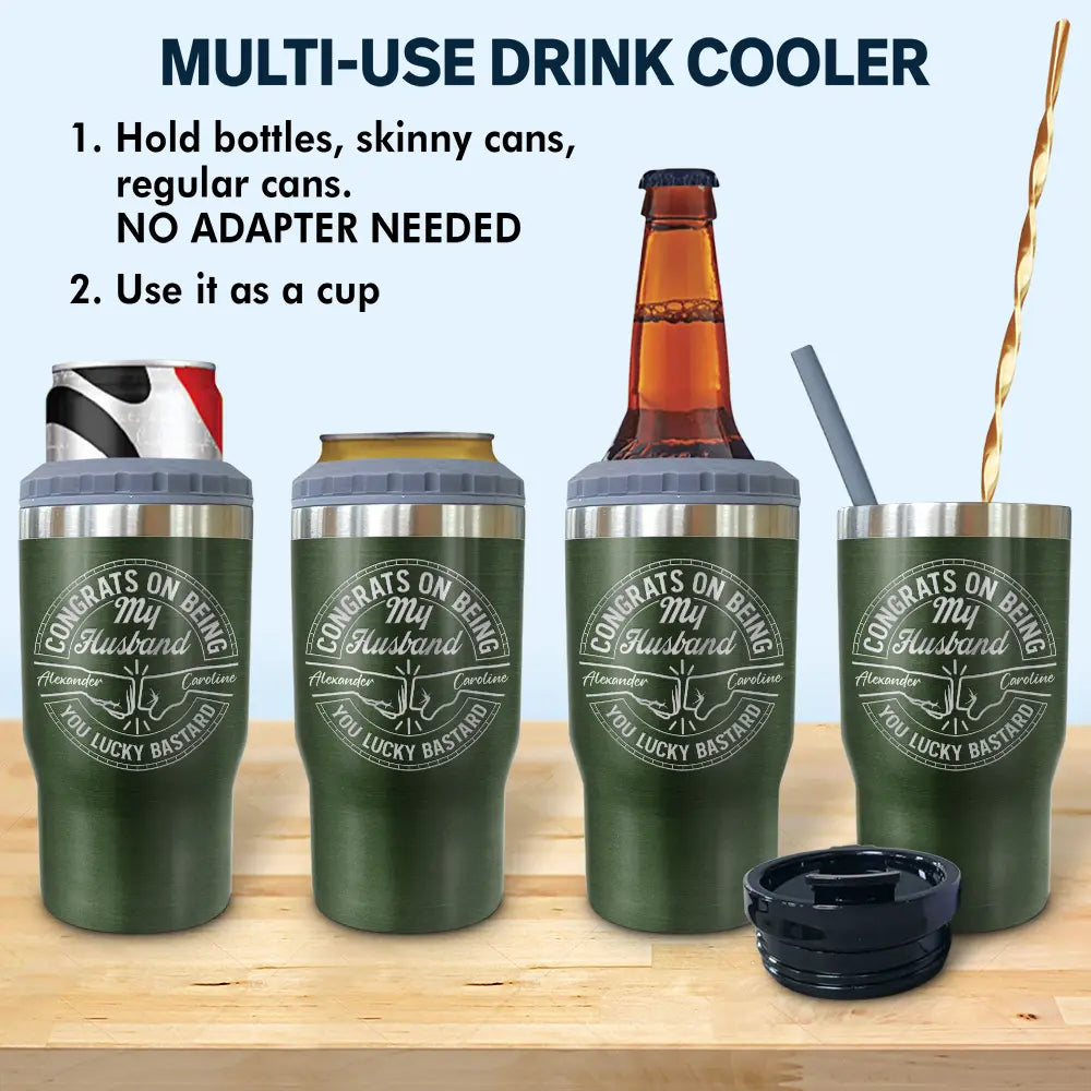 Gift For Brothers, Gift For Bestie, Gift For Men - Congrats On Being My Brother You Lucky Man - Personalized Triple 3 In 1 Can Cooler