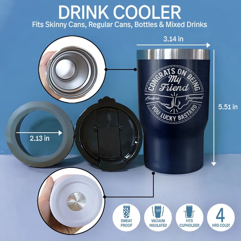 Gift For Brothers, Gift For Bestie, Gift For Men - Congrats On Being My Brother You Lucky Man - Personalized Triple 3 In 1 Can Cooler