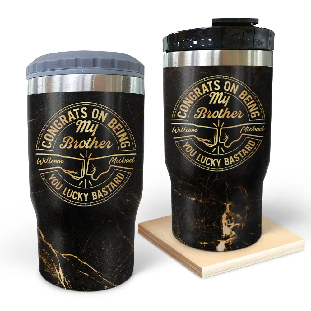 Gift For Brothers, Gift For Bestie, Gift For Men - Congrats On Being My Brother You Lucky Man - Personalized Triple 3 In 1 Can Cooler