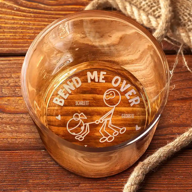 Gift For Couples, Gift For Husband, Gift For Boyfriend - Couple Bend Me Over I Mean I Love You Husband Wife - Personalized Engraved Whiskey Glass