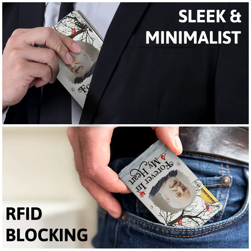 Memorial,Custom Photo,Sad - Custom Photo I Will Carry You Until I Can See You Again - Personalized Card Wallet With Money Clip