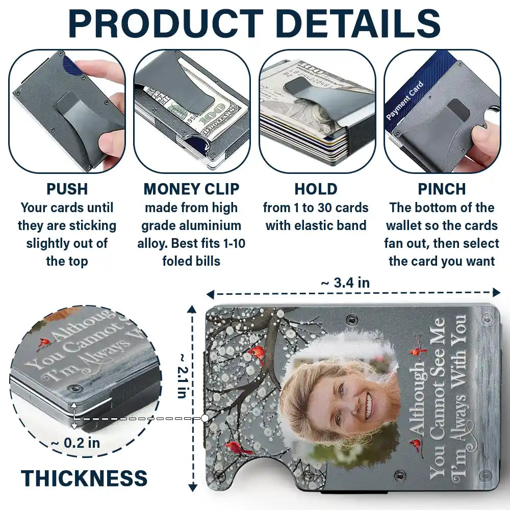 Memorial,Custom Photo,Sad - Custom Photo I Will Carry You Until I Can See You Again - Personalized Card Wallet With Money Clip