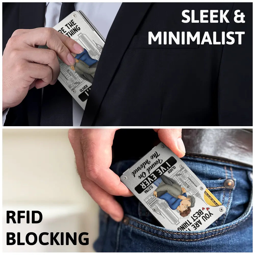 Gift For Couples, Gift For Husband, Gift For Boyfriend - Kissing Couple Best Thing Found On The Internet - Personalized Card Wallet With Money Clip