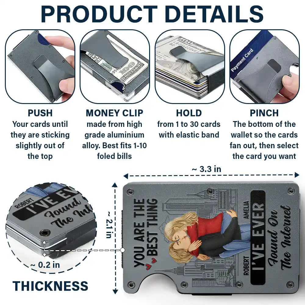 Gift For Couples, Gift For Husband, Gift For Boyfriend - Kissing Couple Best Thing Found On The Internet - Personalized Card Wallet With Money Clip