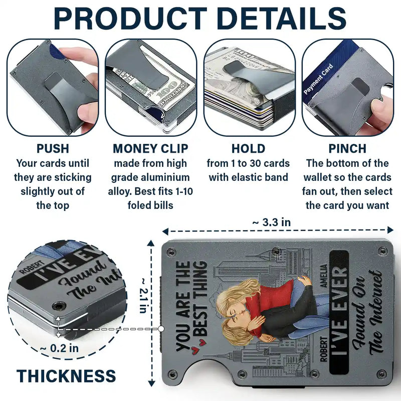 Gift For Couples, Gift For Husband, Gift For Boyfriend - Kissing Couple Best Thing Found On The Internet - Personalized Card Wallet With Money Clip