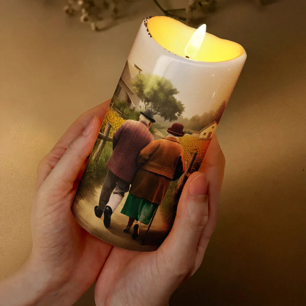 Gift For Wife, Old Couples - Painting Old Couple You And Me We Got This - Personalized Flameless LED Candle