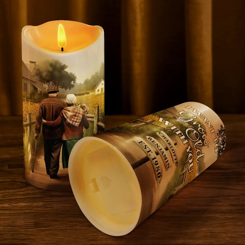 Gift For Wife, Old Couples - Painting Old Couple You And Me We Got This - Personalized Flameless LED Candle