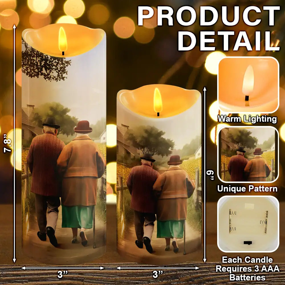 Gift For Wife, Old Couples - Painting Old Couple You And Me We Got This - Personalized Flameless LED Candle