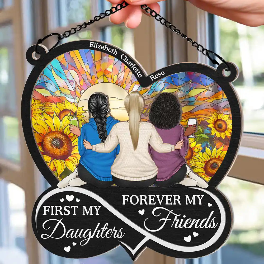 Gift For Mother,Gift For Daughter,Love - Mom First My Daughter Forever My Friend - Personalized Window Hanging Suncatcher Ornament
