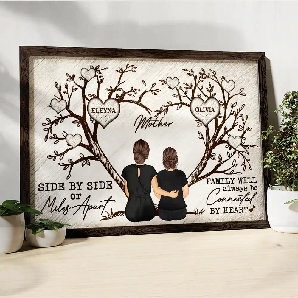 Gift For Mother,Gift For Grandma - Grandma Mom Family Will Always Be Connected By Heart - Personalized Poster
