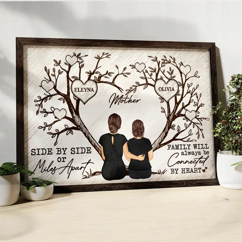 Gift For Mother,Gift For Grandma - Grandma Mom Family Will Always Be Connected By Heart - Personalized Poster
