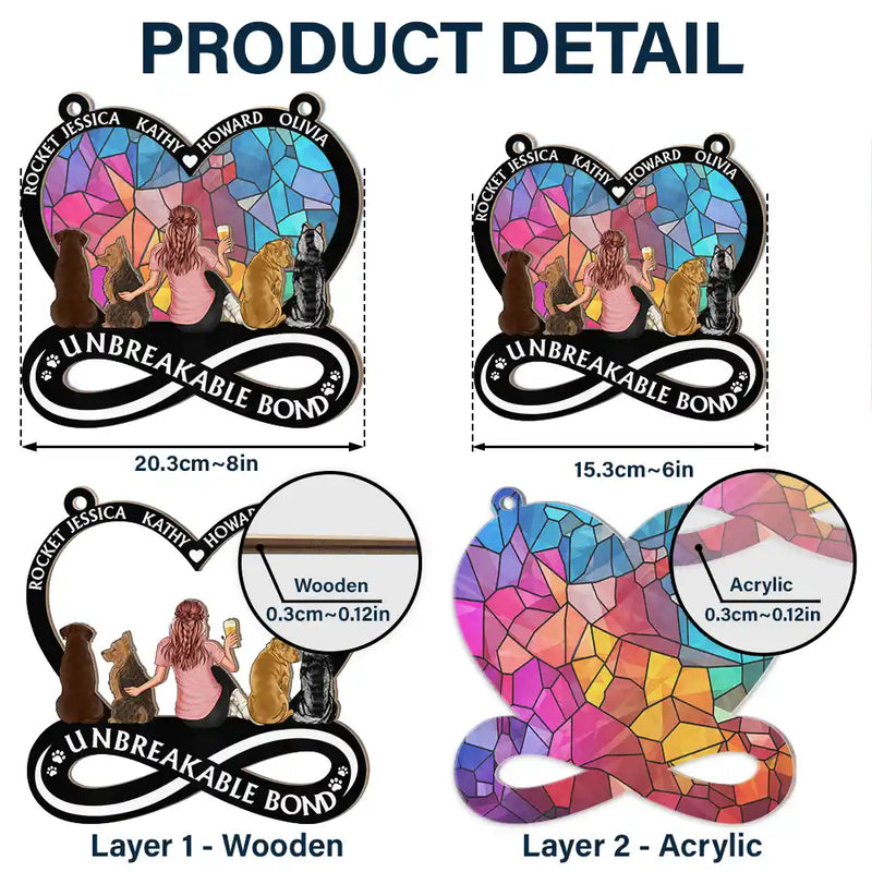 Dog Mom,Dog Lovers - A Woman And Her Dog Unbreakable Bond - Personalized Window Hanging Suncatcher Ornament