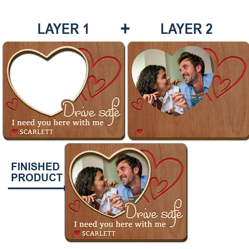 Expecting Dad,Gift For Husband,Custom Photo,Love - Custom Photo Drive Safe I Need You Here With Me - Personalized Custom Shaped Car Visor Clip