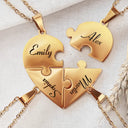 Gift For Couples,Gift For Wife,Love - Couple Matching Jewelry Including For Children - Personalized Heart Puzzle Necklace Set