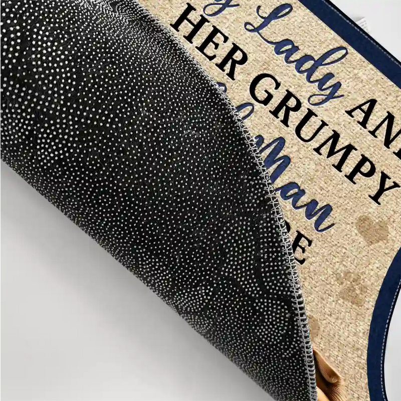 Dog Lovers,Pet Lovers,Happy,Dog Couple,Gift For Couples - A Crazy Dog Lady And Her Grumpy Old Man Live Here New Version - Personalized Doormat
