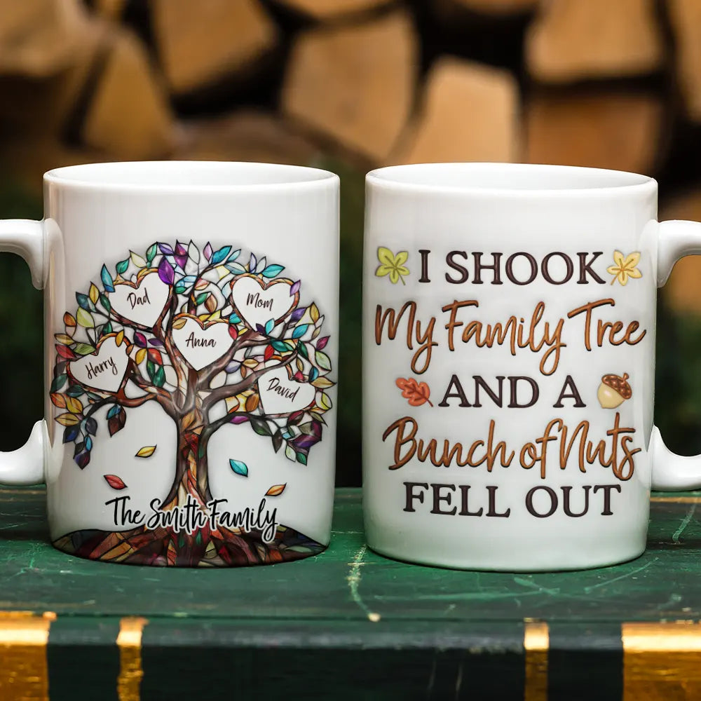 I Shook My Family Tree - 3D Inflated Effect Printed, Personalized White Edge-to-Edge Mug