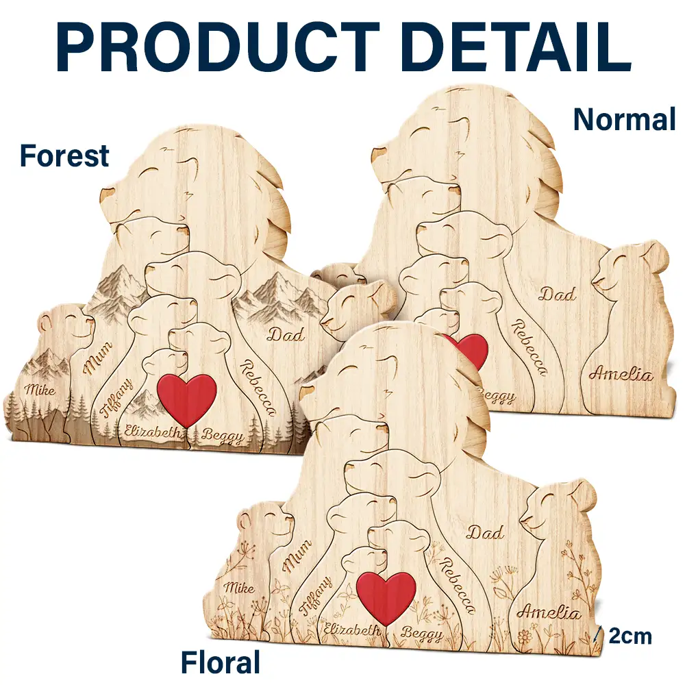 Family Lions - Gift For Parents, Father, Mother - Personalized Custom Shaped Wooden Puzzle