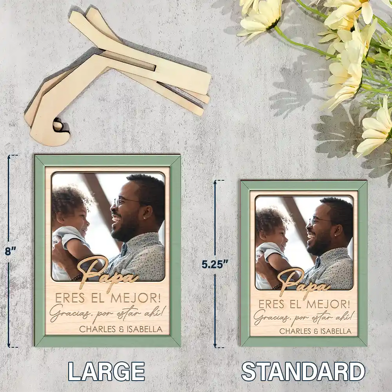 Gift For Father,Gift For Grandpa,Custom Photo,Funny - Custom Photo Dad Papa You Are The Best Thank You For Being There - Personalized 2-Layered Wooden Plaque With Stand