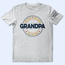 Gift For Father,Gift For Grandpa - Dad Papa The Man The Myth The Legend Retro Logo With Names On Sleeves - Personalized T Shirt