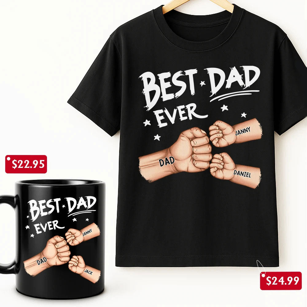 Meilleur papa grand-père de tous les temps : poing levé ! Coffret cadeau personnalisé pour la fête des pères