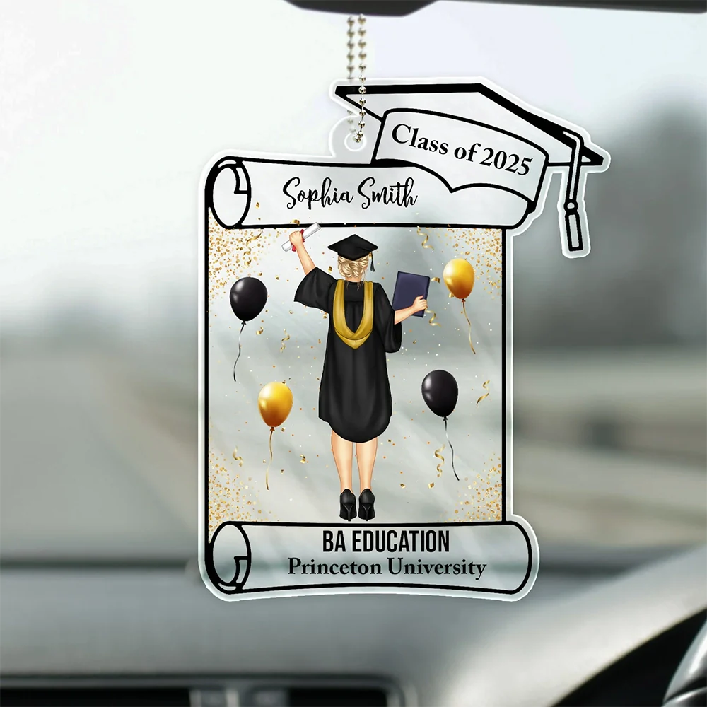 Graduation Appreciation - Graduation Gift For Friends, Family - Personalized Acrylic Car Hanger