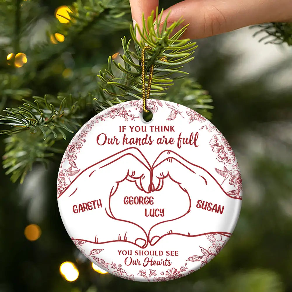 Christmas,Happy,Family - A Heart Full Of Love - Personalized Circle Ceramic Ornament