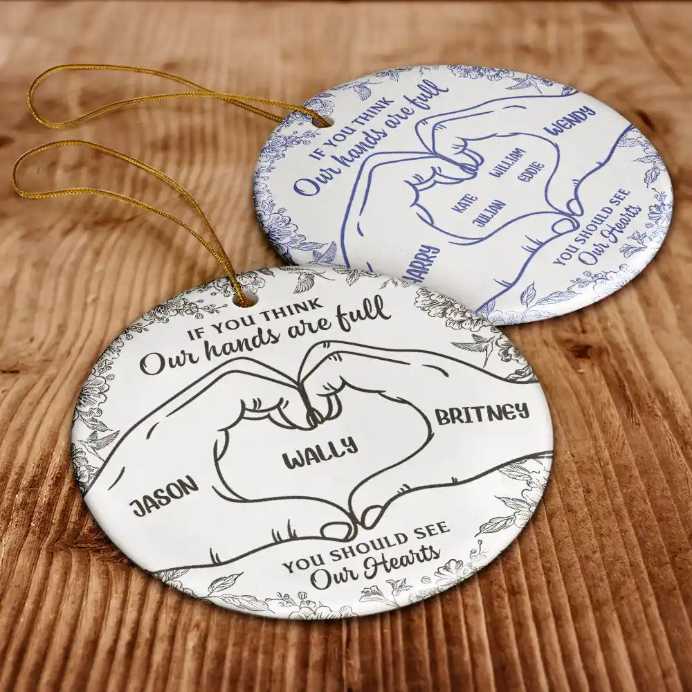 Christmas,Happy,Family - A Heart Full Of Love - Personalized Circle Ceramic Ornament