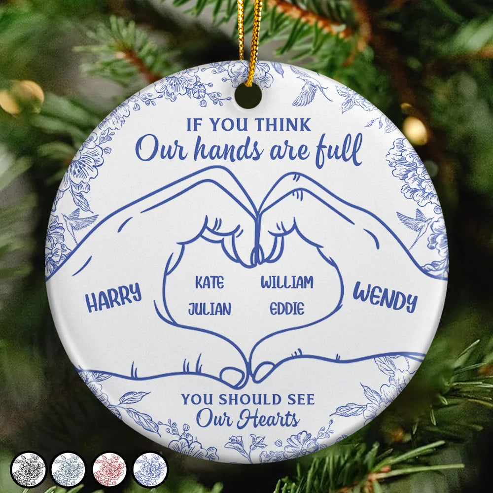 Christmas,Happy,Family - A Heart Full Of Love - Personalized Circle Ceramic Ornament