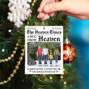 Memorial, Christmas, Family, Parents, Gift For Grandparents, Sad - A Hug From Heaven I'm Always With You - Personalized Custom Shaped Acrylic Ornament