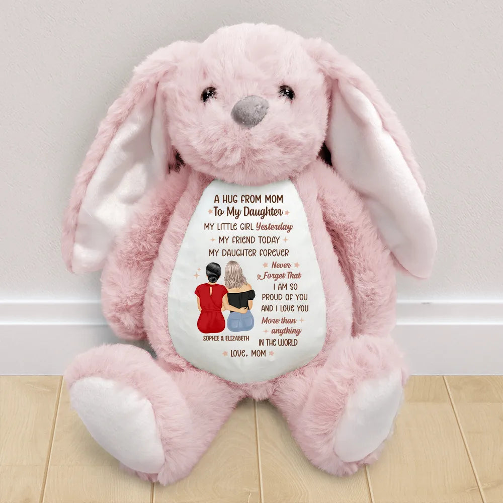 Gift For Daughter, Mom - Daughters (Adult), Happy - A Hug From Mom - Personalized Soft Toy Bunny