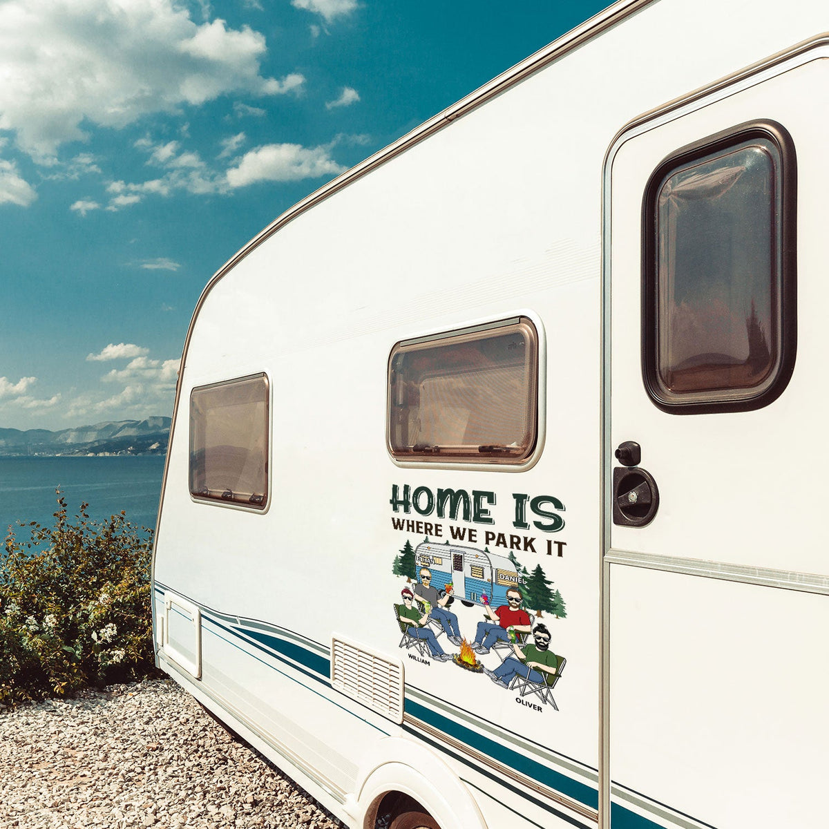 Home Is Where We Park It - Gift For Camping Lovers, Campers, Family - Personalized Camping Decal, Decor Decal