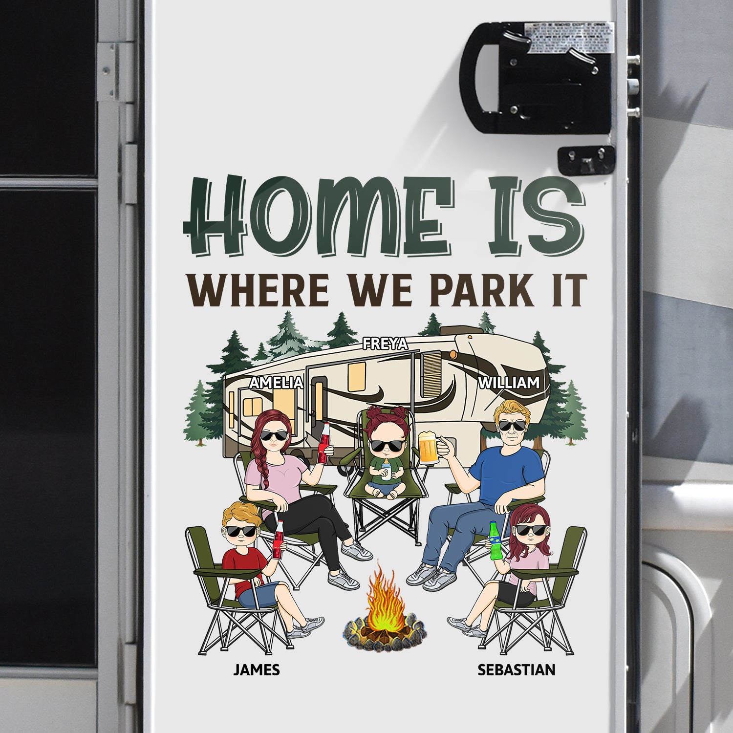 Home Is Where We Park It - Gift For Camping Lovers, Campers, Family - Personalized Camping Decal, Decor Decal