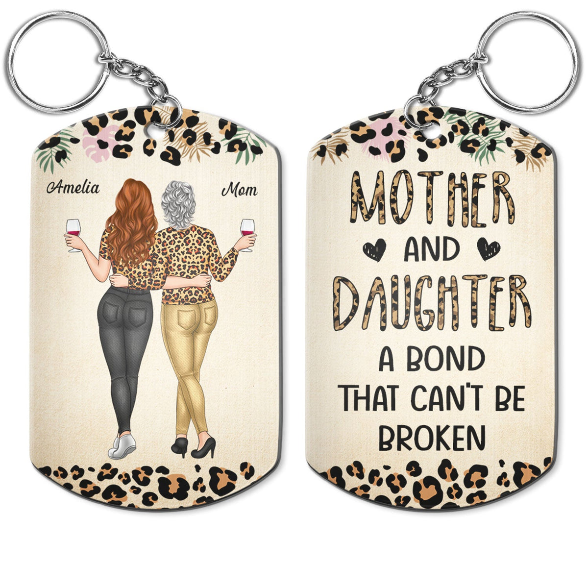 Mère et fille, un lien indéfectible - Cadeau pour maman, mère, grand-mère - Porte-clés personnalisé en aluminium