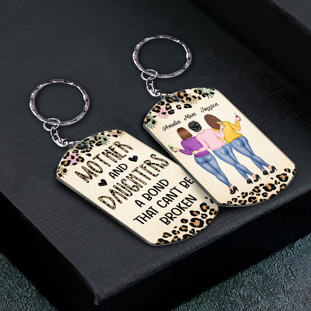 Mère et fille, un lien indéfectible - Cadeau pour maman, mère, grand-mère - Porte-clés personnalisé en aluminium