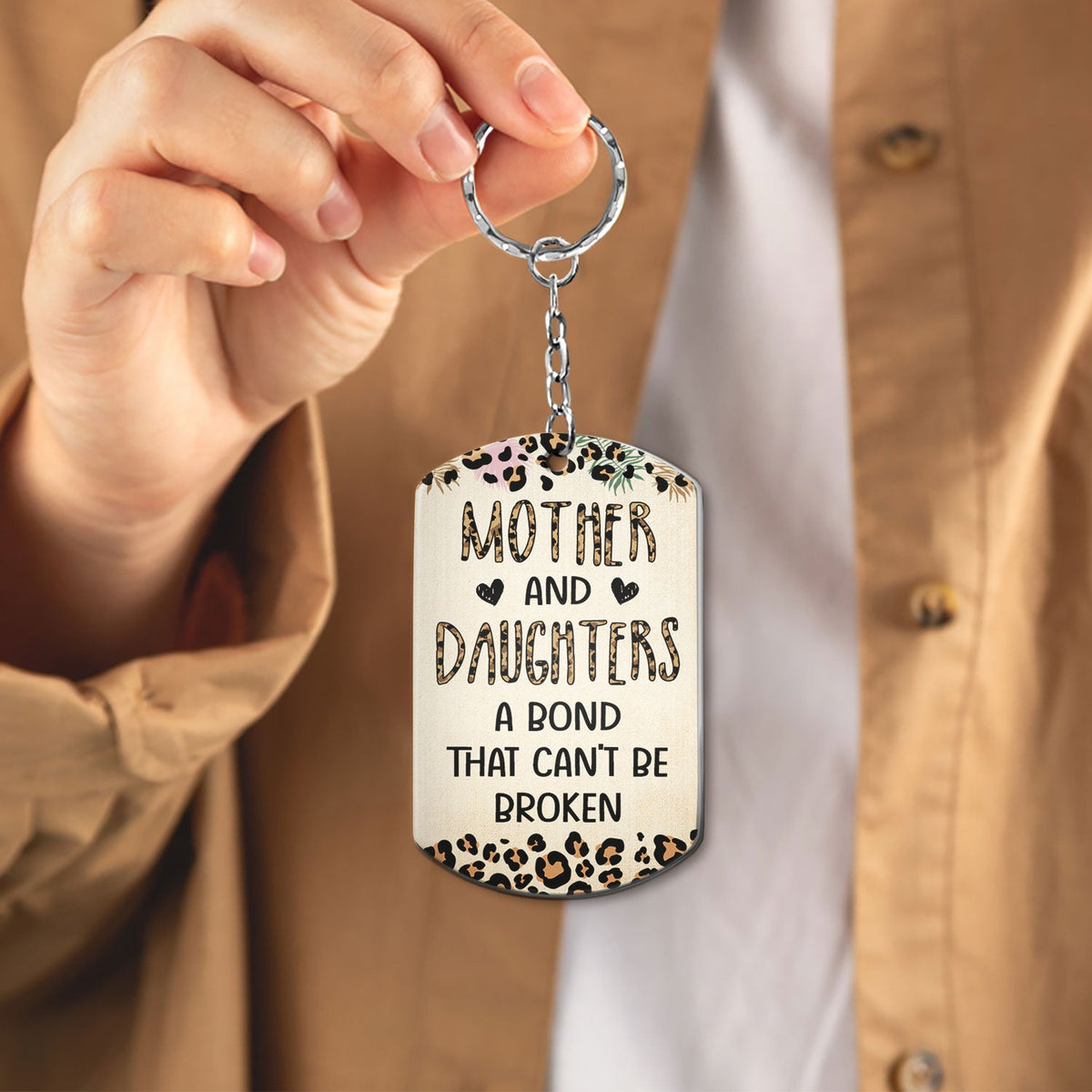 Mère et fille, un lien indéfectible - Cadeau pour maman, mère, grand-mère - Porte-clés personnalisé en aluminium