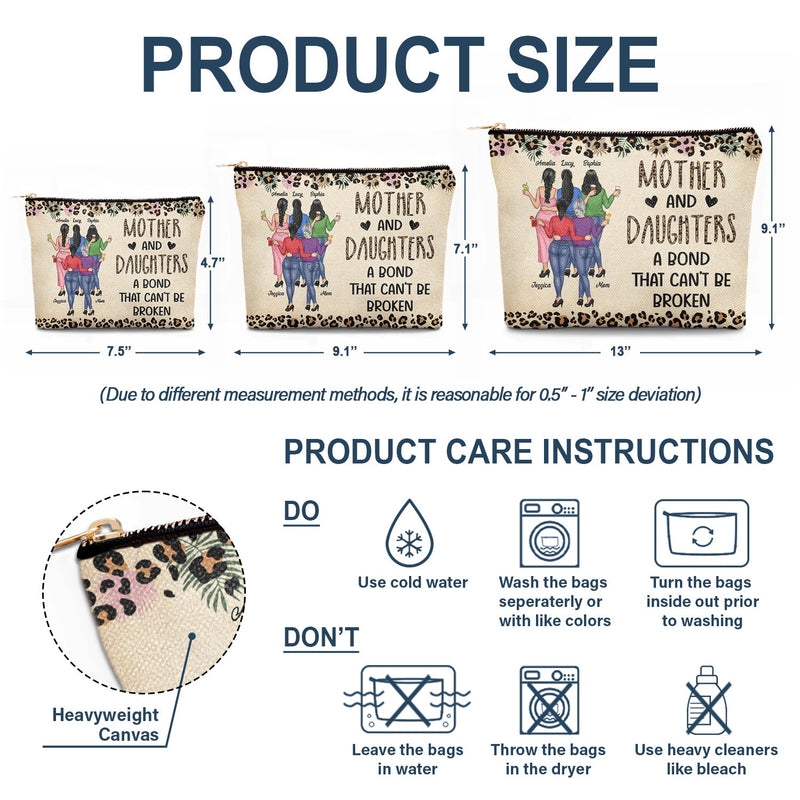 Mother & Daughter A Bond That Can't Be Broken - Gift For Mom, Mother, Grandma - Personalized Cosmetic Bag