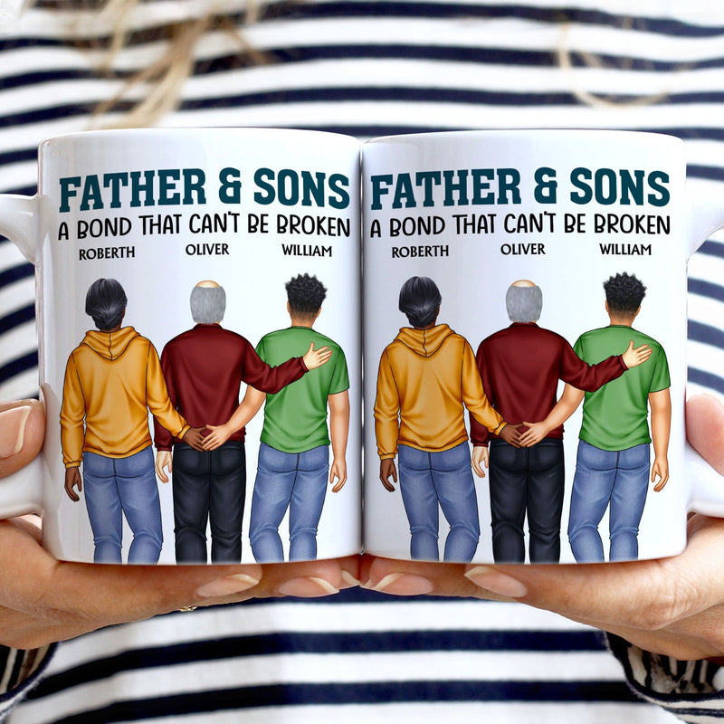 Father And Son A Bond That Can't Be Broken - Dad, Father, Grandpa - Personalized White Edge-to-Edge Mug