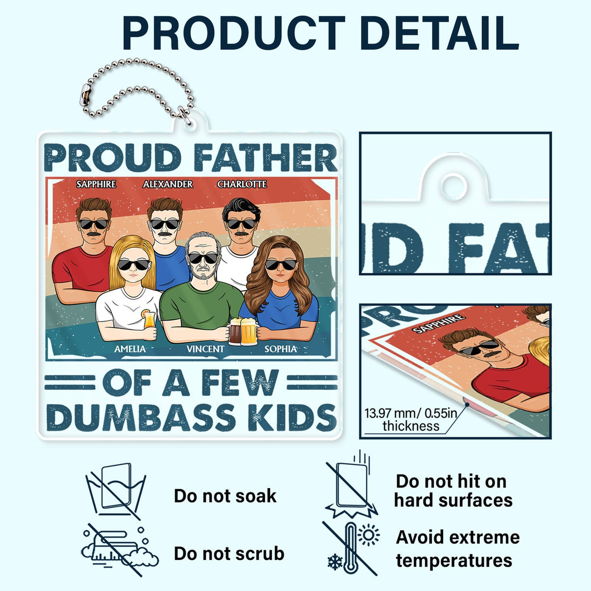 Proud Father Of A Few - Funny Gift For Dad, Father, Grandpa - Personalized Acrylic Car Hanger