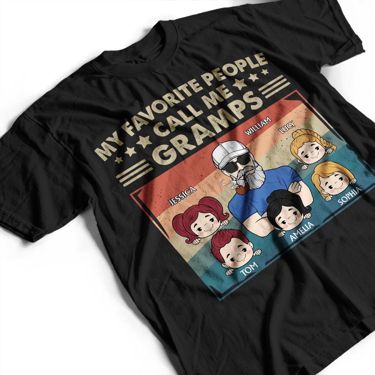 My Favorite People Call Me Grandpa Cartoon Art - Funny Gift For Grandfather, Grandpa, Dad, Father - Personalized T Shirt