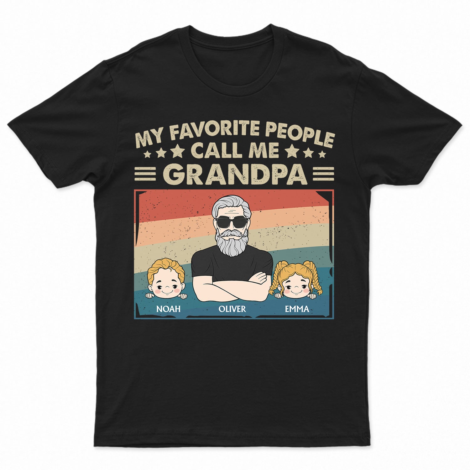 My Favorite People Call Me Grandpa Cartoon Art - Funny Gift For Grandfather, Grandpa, Dad, Father - Personalized T Shirt
