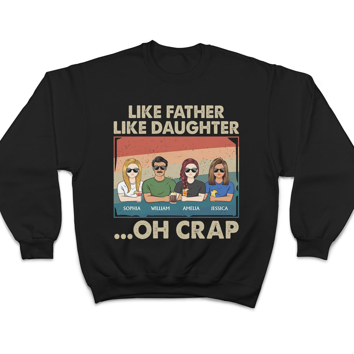 Tel père, telle fille - Cadeau amusant pour papa, père, grand-père - T-shirt personnalisé