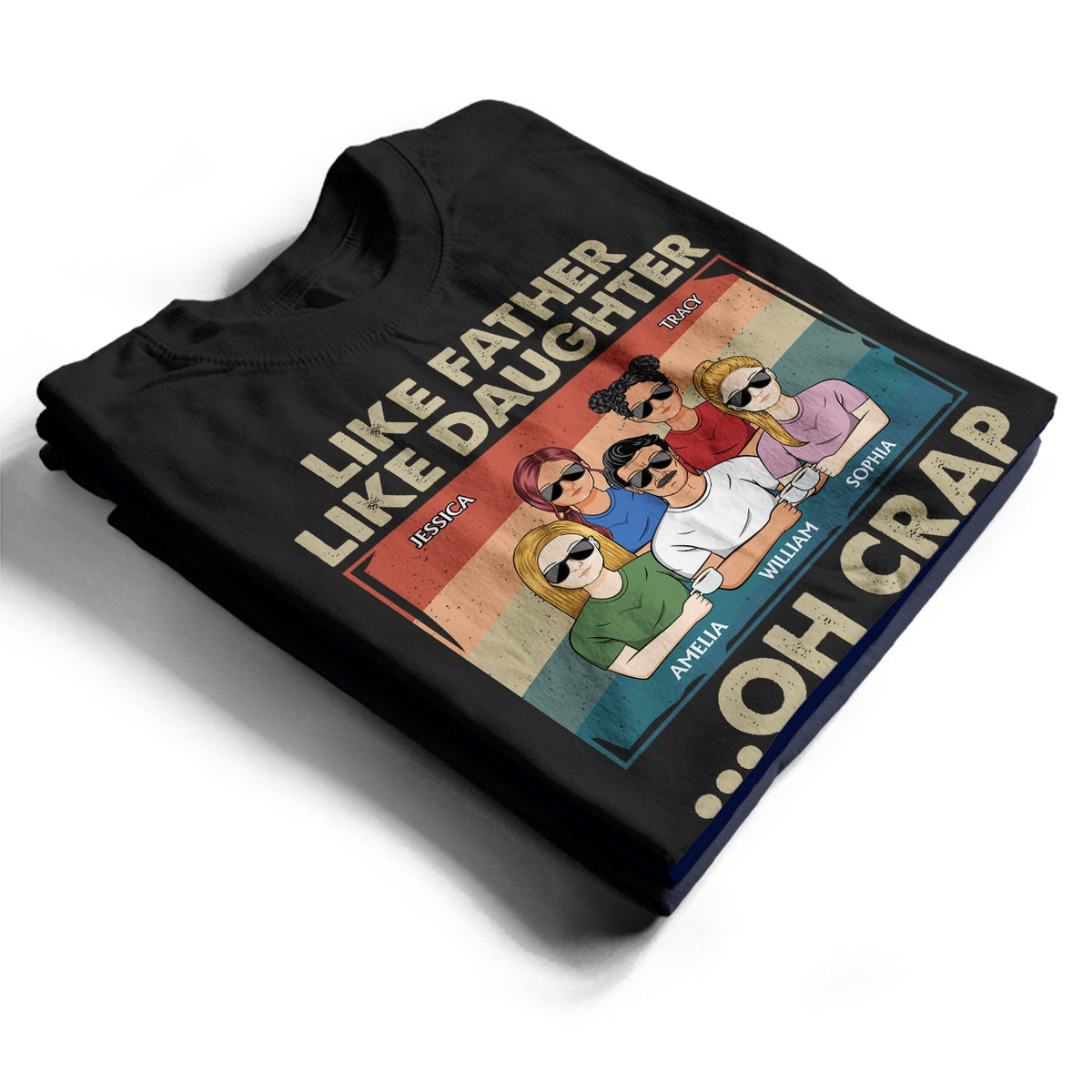 Tel père, telle fille - Cadeau amusant pour papa, père, grand-père - T-shirt personnalisé
