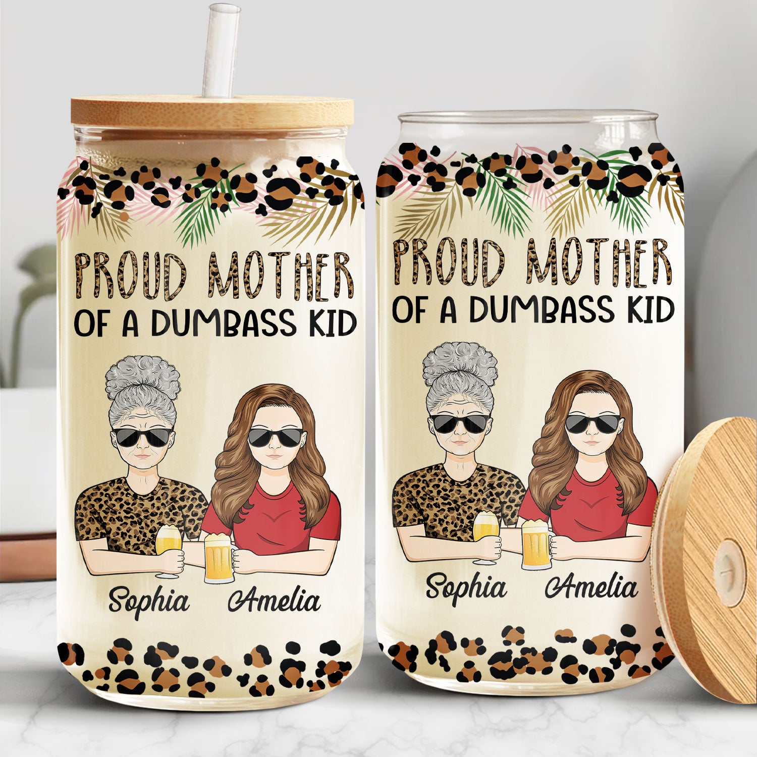 Proud Mother Of A Few Kids - Funny Gift For Mom, Mother, Grandma - Personalized Clear Glass Can