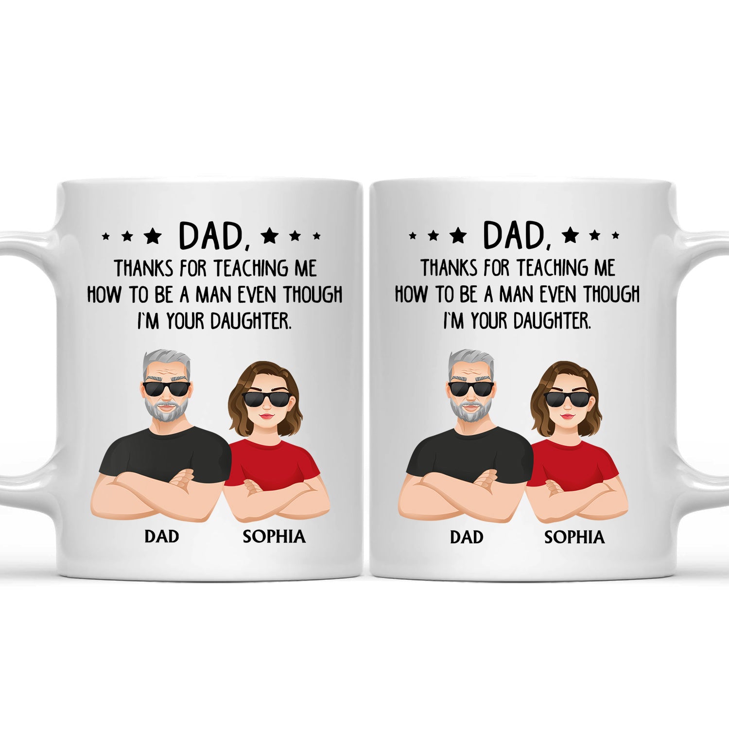 Thanks For Teaching Me Flat Art Crossed Arms - Funny Gift For Dad, Father, Grandpa - Personalized Mug