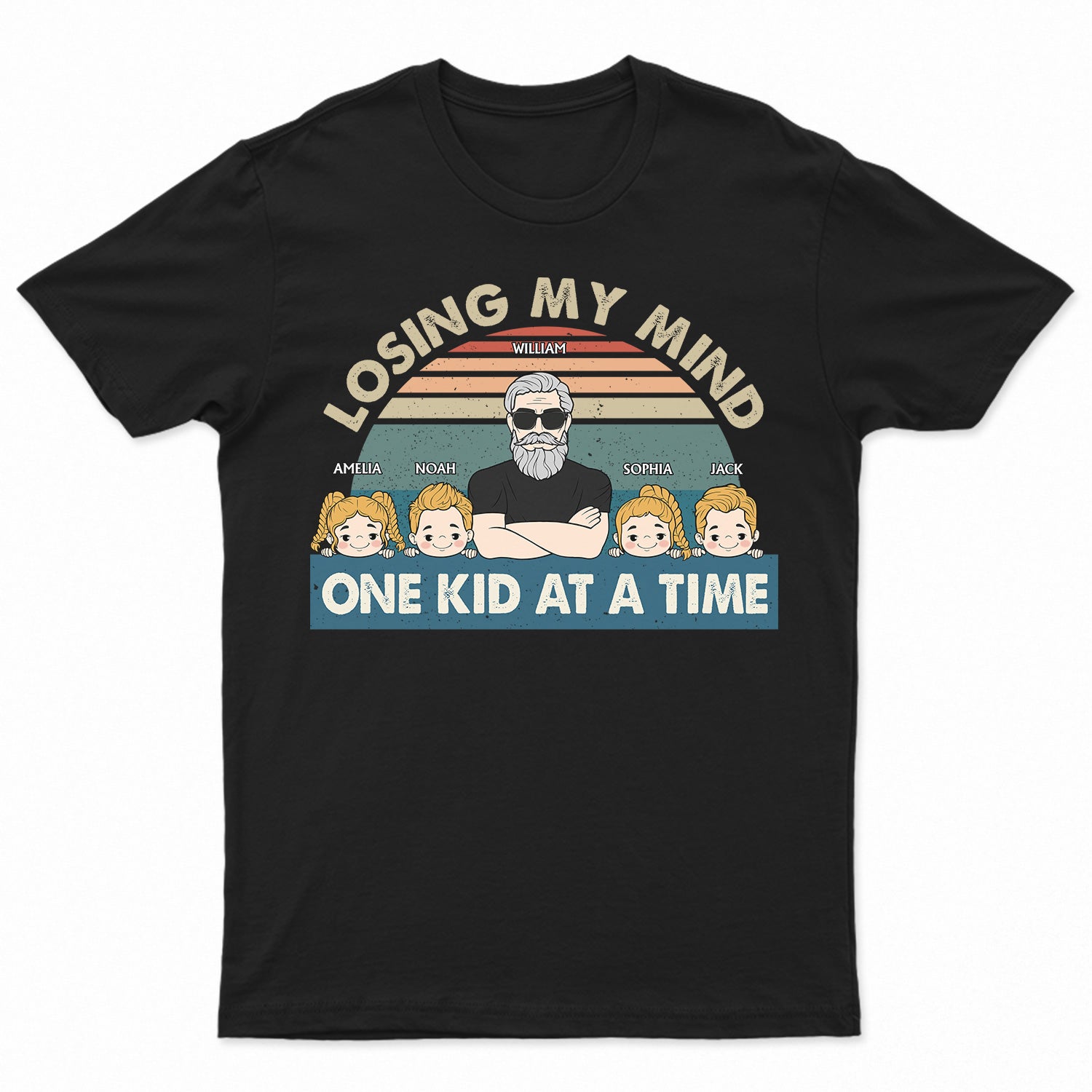 Losing My Mind One Kid At A Time - Gift For Dad, Father, Grandpa - Personalized T Shirt