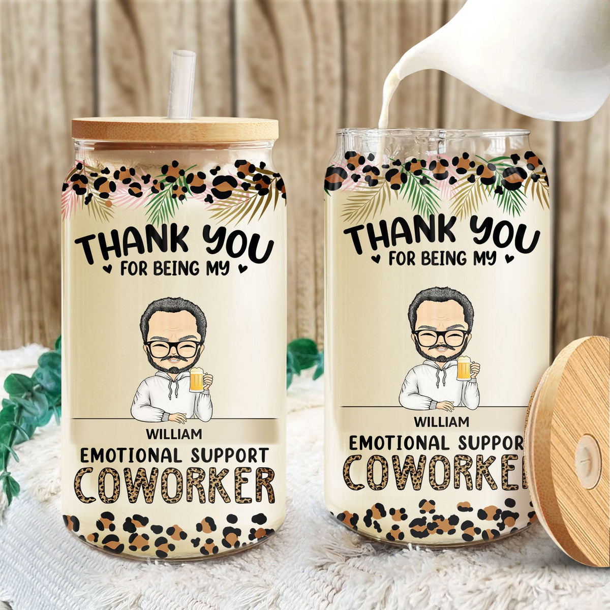 Thank You For Being My Emotional Coworker - Gifts For Colleagues, Besties - Personalized Clear Glass Can