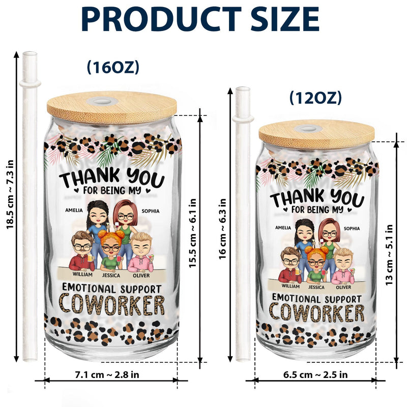Thank You For Being My Emotional Coworker - Gifts For Colleagues, Besties - Personalized Clear Glass Can