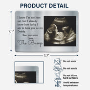Photo personnalisée Je sais que je ne suis pas encore là - Cadeau pour papa, père, nouveaux parents - Carte portefeuille en aluminium personnalisée