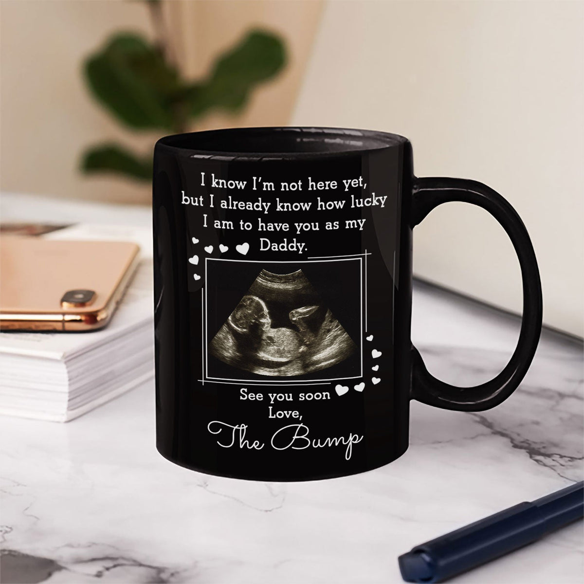 Custom Photo I Know I'm Not Here Yet - Gift For Dad, Father, New Parents - Personalized Black Mug